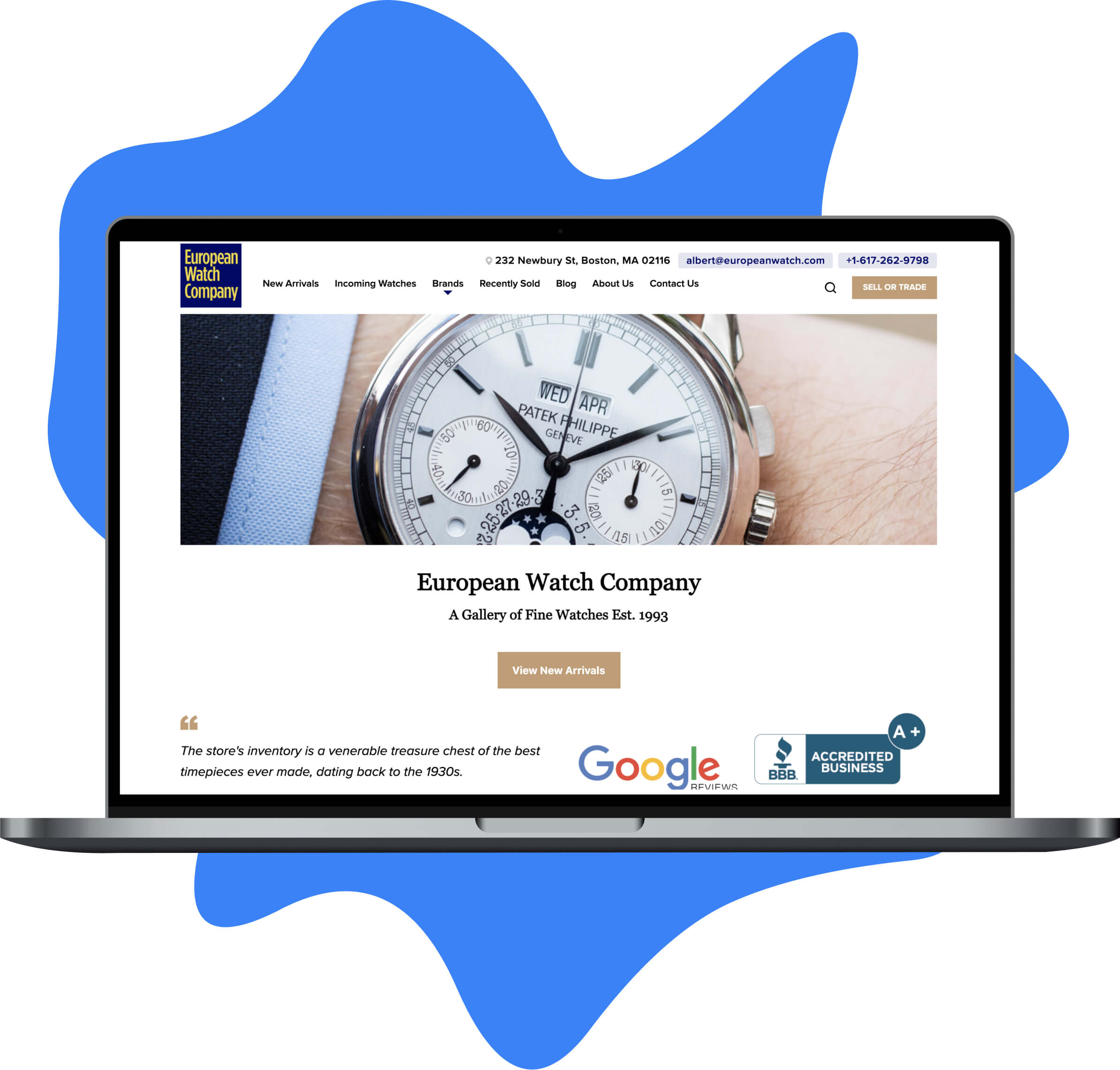 European Watch Company's Home page where Matt Basile works as a Frontend Engineer