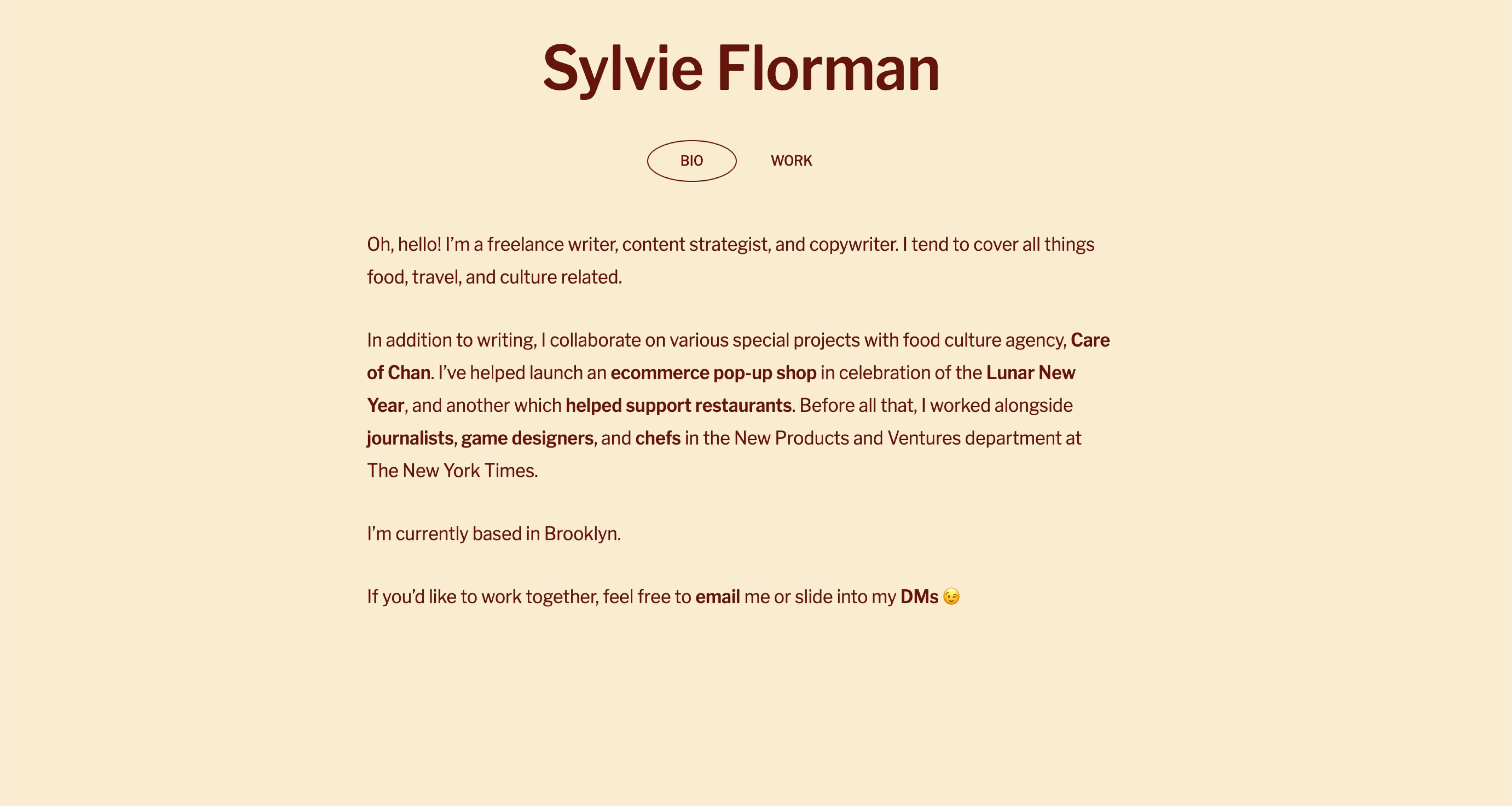 Sylvie Florman's Website that Matt Basile Coded and Designed